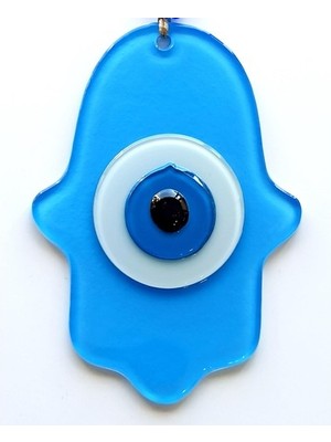 Nuveden Ieg™ Nazar Boncuklu Bebek Mavisi Renginde Fatma Ana Bereket Eli Cam Duvar Süsü