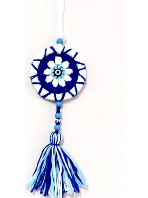 Nuveden Ieg™ Ponponlu Nazar Boncuğu Desenli El Yapımı Mini Kapı Süsü