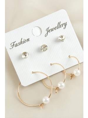 Nuveden Ieg™ 6 Adet Inci Taşlı Halka Küpe 2,5 cm