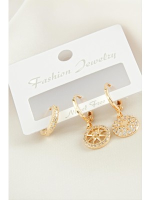 Nuveden Ieg™ 3 Adet Yıldız Zirkon Taşlı Küpe