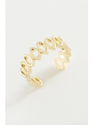 Nuveden Ieg™ Oval Zincir Desenli Metal Yüzük