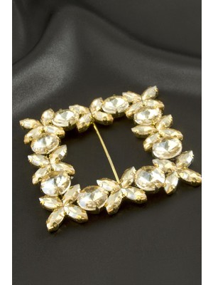 Nuveden Ieg™ Çiçek Kare Taşlı Kemer Tokası