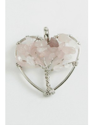 Nuveden Ieg™ Pembe Kuvars Kalp Doğaltaş Kolye Ucu