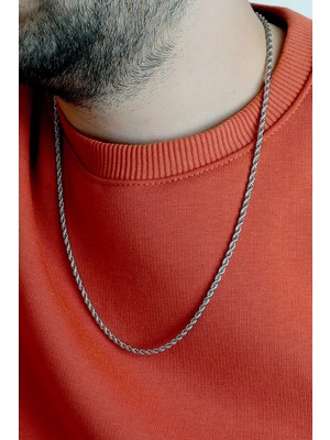 Normadia Unisex Çelik Burgu Zincir, Şık ve Dayanıklı 3mm Kolye