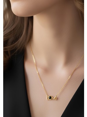 Normadia Gold Renk Trend 100 Dilde Seni Seviyorum Yazılı Çelik Kolye