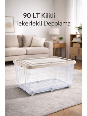 Loremp 90 Lt Tekerlekli 1 Adet Kilitli Saklama Düzenleme Depolama