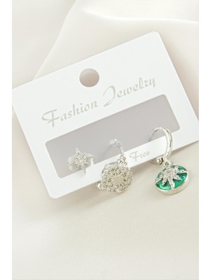 Nuveden Ieg™ 3 Adet Yıldız Zirkon Taşlı Küpe