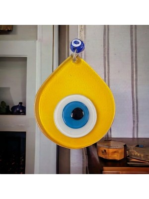 Nuveden Ieg™ Orta Boy Şeffaf Sarı Damla Desen Nazar Boncuklu Duvar Dekoru