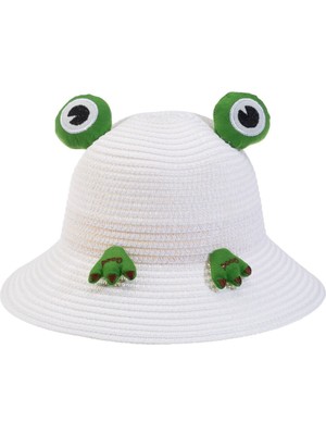 Kitti Bebe Hasır Şapka ( 2-6 Yaş ) Y24700-05 Beyaz