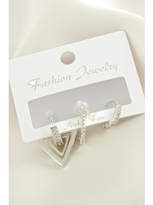 Nuveden Ieg™ 3 Adet Ok Zirkon Taşlı Küpe