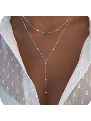 Normadia Gümüş Renk Çelik Dorika Topçuklu Şık ve Trend Kolye