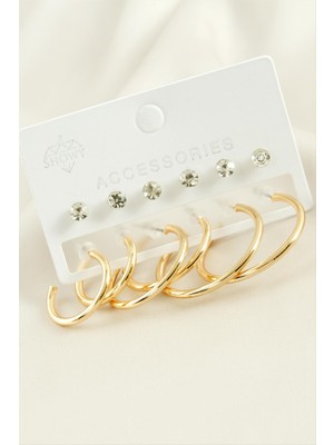 Nuveden Ieg™ 12 Adet Taşlı Halka Küpe