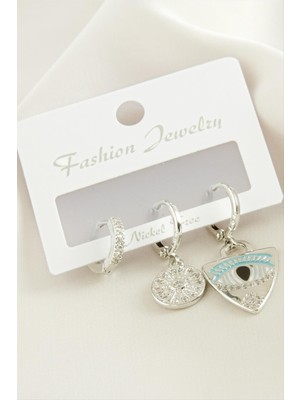 Nuveden Ieg™ 3 Adet Göz Zirkon Taşlı Küpe