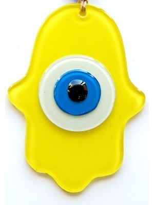 Nuveden Ieg™ Nazar Boncuklu Sarı Fatma Ana Bereket Eli Cam Duvar Süsü