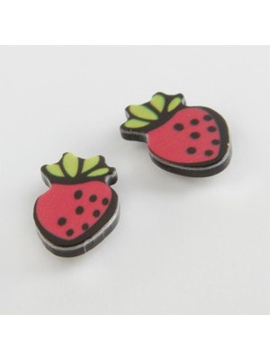 Nuveden Ieg™ Çilek Mıknatıslı Plastik Çocuk Küpesi