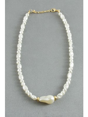 Nuveden Ieg™ Oval Taşlı Inci  Kolye