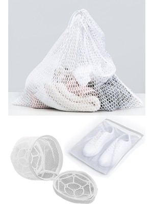 Nuveden Ieg™ 3lü Yıkama File Seti - Ayakkabı Filesi-Plastik Aparatlı Sütyen Yıkama- Çamaşır Yıka