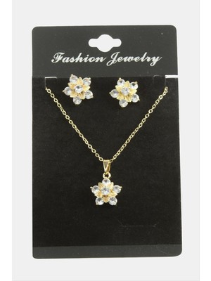 Nuveden Ieg™ Çiçek Zirkon Taşlı Set Kolye