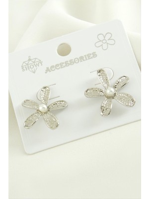 Nuveden Ieg™ Çiçek Inci Trend Metal Küpe