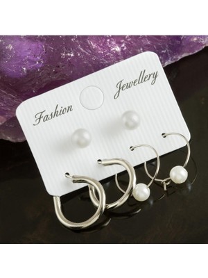 Nuveden Ieg™ 6 Adet Deniz Kabuğu Inci Halka Küpe 1,5 cm