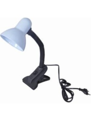 Şık Mandallı Spiralli Retro Çalışma ve Öğrenci Masa Lambası, Beyaz