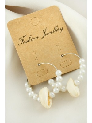 Nuveden Ieg™ Deniz Kabuğu Inci Halka Küpe 3 cm