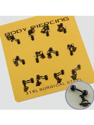 Nuveden Ieg™ Siyah Renkli Sallantılı Çelik Piercing 1 Adet