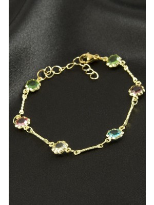 Nuveden Ieg™ Çiçek Kristal Taşlı Çelik Bileklik