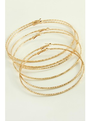 Nuveden Ieg™ Çizgifli Desenli Metal Halka Küpe 6 Adet