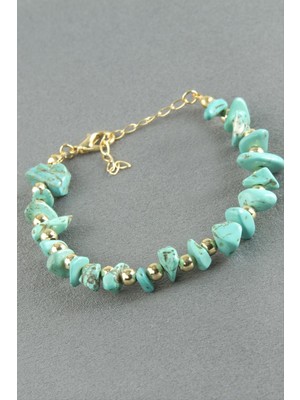 Nuveden Ieg™ Turkuaz Kırık Doğaltaş Bileklik