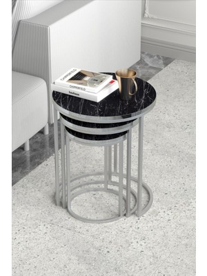 Sepetink Zigon Sehpa C Lüx Gümüş Bendir