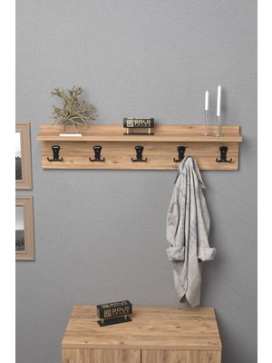 Sepetink Askılık Duvar Elbise Askılığı Portmanto 80 cm Ceviz Düz