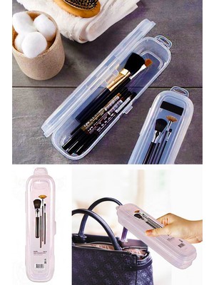 Die Grup Multi Şeffaf Kapaklı Çanta Içi Saklama - Diş Fırçası - Makyaj Fırçası - Kalemlik Kutusu