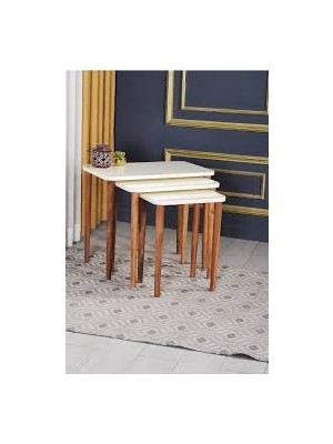 Sepetink Zigon Sehpa Ahşap Torna Ayak Kare SIYAH-1002