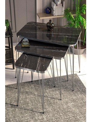 Sepetink Zigon Sehpa Kare Gümüş Tel Ayak BENDIR-1096