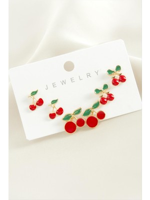 Nuveden Ieg™ 6 Adet Kiraz Mineli Metal Küpe