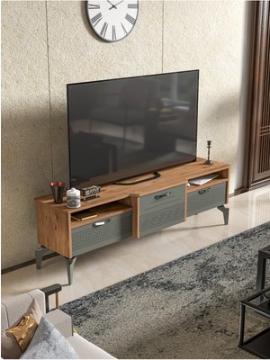 Sepetink Tv Sehpası Tv Ünitesi 160 cm Atlantik Çam Antrasit Mistral 5071