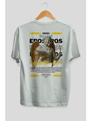 Ankhises Eros Mitoloji Arka Baskılı Oversize T-Shirt Erkek Kadın Pamuk Bisiklet Yaka Tişort