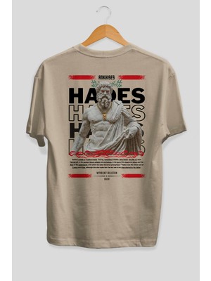 Ankhises Hades 2 Mitoloji Arka Baskılı Oversize T-Shirt Erkek Kadın Pamuk Bisiklet Yaka Tişort