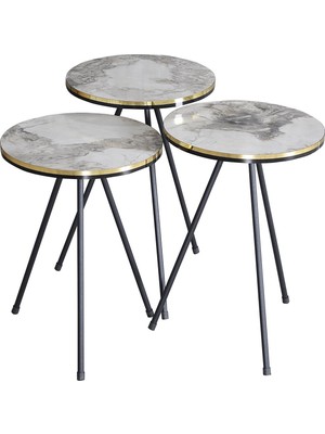 Sepetink Zigon Sehpa Siyah Metal Ayak Çift Altın Efes 1080