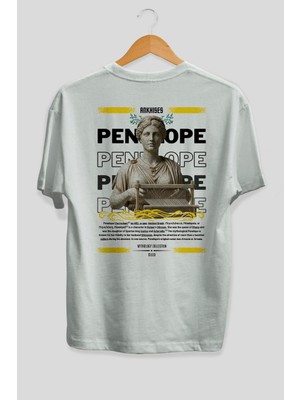 Ankhises Penelope 2 Mitoloji Arka Baskılı Oversize T-Shirt Erkek Kadın Pamuk Bisiklet Yaka Tişort
