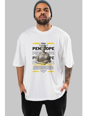 Ankhises Penelope 1 Mitoloji Ön Baskılı Oversize T-Shirt Erkek Kadın Pamuk Bisiklet Yaka Tişort