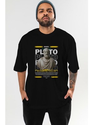 Ankhises Plato 1 Mitoloji Ön Baskılı Oversize T-Shirt Erkek Kadın Pamuk Bisiklet Yaka Tişort