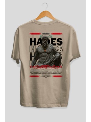 Ankhises Hades 3 Mitoloji Arka Baskılı Oversize T-Shirt Erkek Kadın Pamuk Bisiklet Yaka Tişort