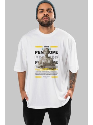 Ankhises Penelope 2 Mitoloji Ön Baskılı Oversize T-Shirt Erkek Kadın Pamuk Bisiklet Yaka Tişort