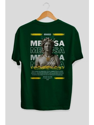 Ankhises Medusa 4 Mitoloji Arka Baskılı Oversize T-Shirt Erkek Kadın Pamuk Bisiklet Yaka Tişort