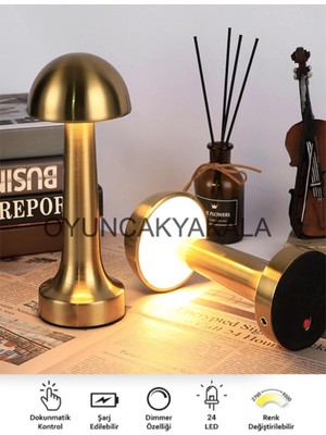 Şarjlı Dokunmatik Metal Gece Lambası, Şık ve Pratik Masa Lambası