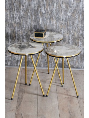 Sepetink Zigon Sehpa Efes Metal Ayak Çift Gold