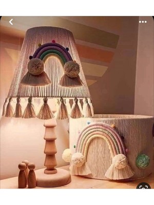 El Yapımı Şık Makrome Avize ve Abajur Seti, Doğal Dekorasyon Seçeneği