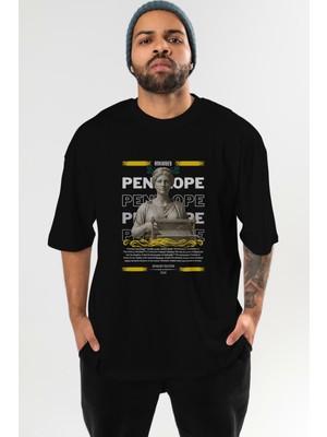 Ankhises Penelope 2 Mitoloji Ön Baskılı Oversize T-Shirt Erkek Kadın Pamuk Bisiklet Yaka Tişort